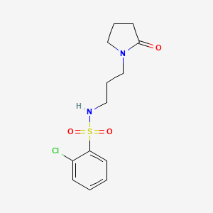 molecular formula C13H17ClN2O3S B2967341 2-Chloro-N-(3-(2-oxopyrrolidin-1-yl)propyl)benzenesulfonamide CAS No. 321713-63-7