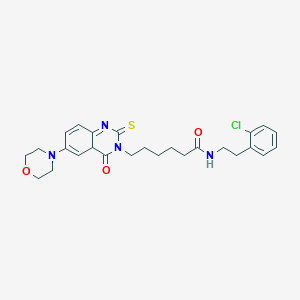 molecular formula C26H31ClN4O3S B2967343 N-[2-(2-chlorophenyl)ethyl]-6-[6-(morpholin-4-yl)-4-oxo-2-sulfanylidene-1,2,3,4-tetrahydroquinazolin-3-yl]hexanamide CAS No. 689769-91-3
