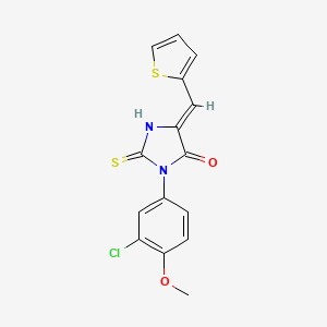 3-(3-Chloro-4-methoxyphenyl)-2-sulfanylidene-5-(thiophen-2-ylmethylidene)imidazolidin-4-one