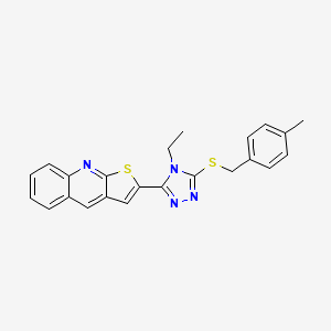 molecular formula C23H20N4S2 B2967356 2-{4-ethyl-5-[(4-methylbenzyl)sulfanyl]-4H-1,2,4-triazol-3-yl}thieno[2,3-b]quinoline CAS No. 439112-39-7