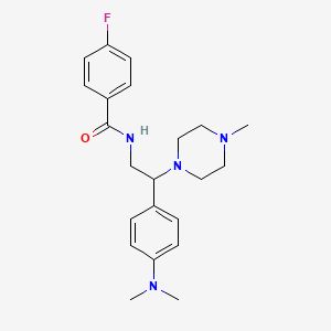molecular formula C22H29FN4O B2967374 N-(2-(4-(dimethylamino)phenyl)-2-(4-methylpiperazin-1-yl)ethyl)-4-fluorobenzamide CAS No. 946285-80-9