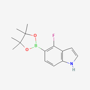 molecular formula C14H17BFNO2 B2967386 4-fluoro-5-(4,4,5,5-tetramethyl-1,3,2-dioxaborolan-2-yl)-1H-indole CAS No. 1207623-95-7