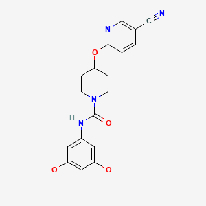 molecular formula C20H22N4O4 B2967390 4-((5-cyanopyridin-2-yl)oxy)-N-(3,5-dimethoxyphenyl)piperidine-1-carboxamide CAS No. 1428351-09-0