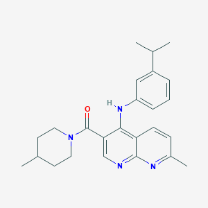 (4-((3-Isopropylphenyl)amino)-7-methyl-1,8-naphthyridin-3-yl)(4-methylpiperidin-1-yl)methanone