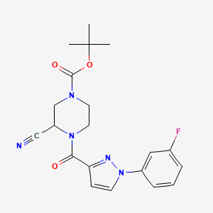 molecular formula C20H22FN5O3 B2967410 tert-butyl 3-cyano-4-[1-(3-fluorophenyl)-1H-pyrazole-3-carbonyl]piperazine-1-carboxylate CAS No. 1384594-02-8
