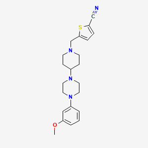 molecular formula C22H28N4OS B2967433 5-((4-(4-(3-Methoxyphenyl)piperazin-1-yl)piperidin-1-yl)methyl)thiophene-2-carbonitrile CAS No. 2034243-79-1