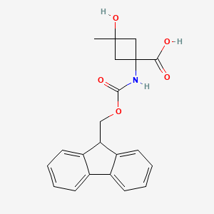 molecular formula C21H21NO5 B2967448 rac-(1r,3s)-1-({[(9H-fluoren-9-yl)methoxy]carbonyl}amino)-3-hydroxy-3-methylcyclobutane-1-carboxylic acid, trans CAS No. 2137136-44-6