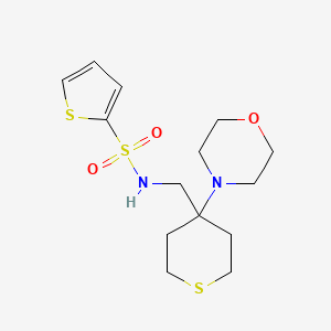 molecular formula C14H22N2O3S3 B2967452 N-{[4-(morpholin-4-yl)thian-4-yl]methyl}thiophene-2-sulfonamide CAS No. 2380186-01-4