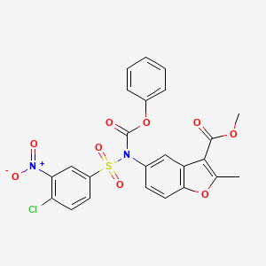 molecular formula C24H17ClN2O9S B2967461 methyl 2-methyl-5-[N-(phenoxycarbonyl)4-chloro-3-nitrobenzenesulfonamido]-1-benzofuran-3-carboxylate CAS No. 448213-81-8