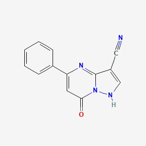 molecular formula C13H8N4O B2967473 7-Hydroxy-5-phenylpyrazolo[1,5-a]pyrimidine-3-carbonitrile CAS No. 1429250-98-5
