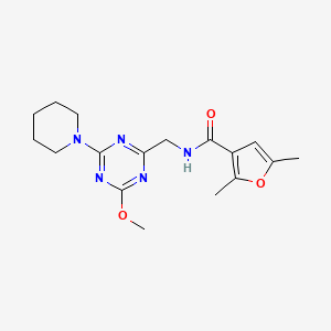 molecular formula C17H23N5O3 B2967474 N-((4-methoxy-6-(piperidin-1-yl)-1,3,5-triazin-2-yl)methyl)-2,5-dimethylfuran-3-carboxamide CAS No. 2034352-67-3