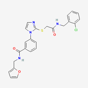 molecular formula C24H21ClN4O3S B2967486 3-{2-[({[(2-chlorophenyl)methyl]carbamoyl}methyl)sulfanyl]-1H-imidazol-1-yl}-N-[(furan-2-yl)methyl]benzamide CAS No. 1115336-23-6