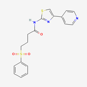 molecular formula C18H17N3O3S2 B2967491 4-(phenylsulfonyl)-N-(4-(pyridin-4-yl)thiazol-2-yl)butanamide CAS No. 922982-57-8