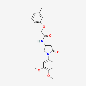 molecular formula C21H24N2O5 B2967504 N-[1-(3,4-dimethoxyphenyl)-5-oxopyrrolidin-3-yl]-2-(3-methylphenoxy)acetamide CAS No. 900997-18-4