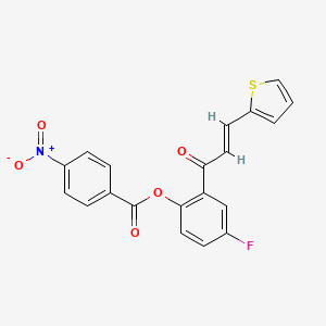 molecular formula C20H12FNO5S B2967513 4-fluoro-2-[(2E)-3-(thiophen-2-yl)prop-2-enoyl]phenyl 4-nitrobenzoate CAS No. 433320-52-6