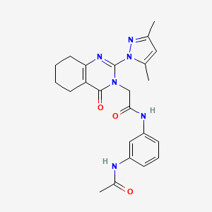 molecular formula C23H26N6O3 B2967535 N-(3-acetamidophenyl)-2-(2-(3,5-dimethyl-1H-pyrazol-1-yl)-4-oxo-5,6,7,8-tetrahydroquinazolin-3(4H)-yl)acetamide CAS No. 1006819-90-4