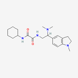 molecular formula C21H32N4O2 B2967548 N1-cyclohexyl-N2-(2-(dimethylamino)-2-(1-methylindolin-5-yl)ethyl)oxalamide CAS No. 922116-44-7