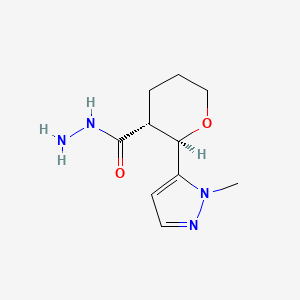 molecular formula C10H16N4O2 B2967559 (2R,3R)-2-(2-Methylpyrazol-3-yl)oxane-3-carbohydrazide CAS No. 1955506-70-3
