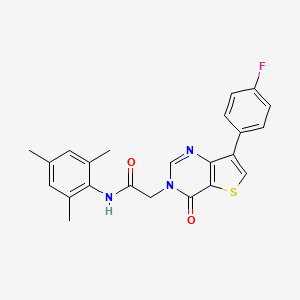 molecular formula C23H20FN3O2S B2967593 2-[7-(4-fluorophenyl)-4-oxothieno[3,2-d]pyrimidin-3(4H)-yl]-N-mesitylacetamide CAS No. 1207009-10-6