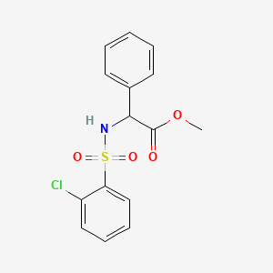molecular formula C15H14ClNO4S B2967612 Methyl 2-{[(2-chlorophenyl)sulfonyl]amino}-2-phenylacetate CAS No. 251097-26-4