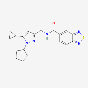 molecular formula C19H21N5OS B2967617 N-[(1-cyclopentyl-5-cyclopropyl-1H-pyrazol-3-yl)methyl]-2,1,3-benzothiadiazole-5-carboxamide CAS No. 1448063-54-4