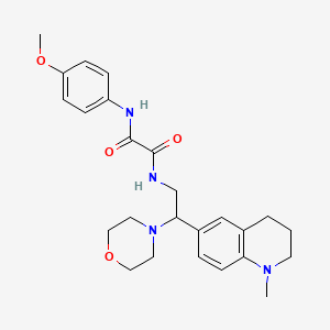 molecular formula C25H32N4O4 B2967643 N'-(4-methoxyphenyl)-N-[2-(1-methyl-1,2,3,4-tetrahydroquinolin-6-yl)-2-(morpholin-4-yl)ethyl]ethanediamide CAS No. 922013-23-8