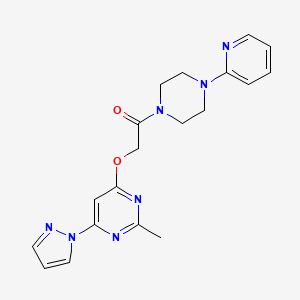 molecular formula C19H21N7O2 B2967680 2-((2-methyl-6-(1H-pyrazol-1-yl)pyrimidin-4-yl)oxy)-1-(4-(pyridin-2-yl)piperazin-1-yl)ethanone CAS No. 1421504-90-6