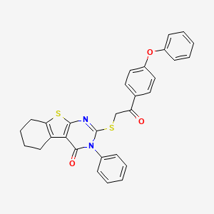 2-[2-Oxo-2-(4-phenoxyphenyl)ethyl]sulfanyl-3-phenyl-5,6,7,8-tetrahydro-[1]benzothiolo[2,3-d]pyrimidin-4-one