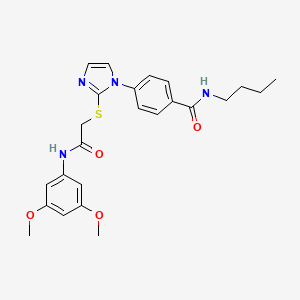 molecular formula C24H28N4O4S B2967686 N-butyl-4-[2-({[(3,5-dimethoxyphenyl)carbamoyl]methyl}sulfanyl)-1H-imidazol-1-yl]benzamide CAS No. 1226432-55-8