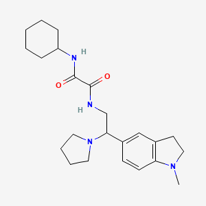 molecular formula C23H34N4O2 B2967695 N1-cyclohexyl-N2-(2-(1-methylindolin-5-yl)-2-(pyrrolidin-1-yl)ethyl)oxalamide CAS No. 922014-06-0