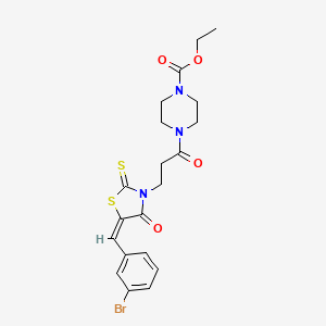 B2967702 (E)-ethyl 4-(3-(5-(3-bromobenzylidene)-4-oxo-2-thioxothiazolidin-3-yl)propanoyl)piperazine-1-carboxylate CAS No. 466677-50-9