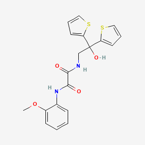 molecular formula C19H18N2O4S2 B2967756 N-[2-hydroxy-2,2-bis(thiophen-2-yl)ethyl]-N'-(2-methoxyphenyl)ethanediamide CAS No. 2034590-08-2