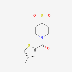 molecular formula C12H17NO3S2 B2967775 (4-(Methylsulfonyl)piperidin-1-yl)(4-methylthiophen-2-yl)methanone CAS No. 1448059-01-5
