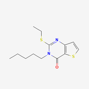 molecular formula C13H18N2OS2 B2967779 2-(ethylsulfanyl)-3-pentyl-3H,4H-thieno[3,2-d]pyrimidin-4-one CAS No. 1326932-45-9