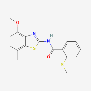 molecular formula C17H16N2O2S2 B2967785 N-(4-methoxy-7-methylbenzo[d]thiazol-2-yl)-2-(methylthio)benzamide CAS No. 896353-96-1