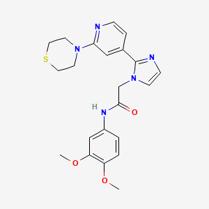 molecular formula C22H25N5O3S B2967786 N-(3,4-DIMETHOXYPHENYL)-2-{2-[2-(THIOMORPHOLIN-4-YL)PYRIDIN-4-YL]-1H-IMIDAZOL-1-YL}ACETAMIDE CAS No. 1251688-63-7
