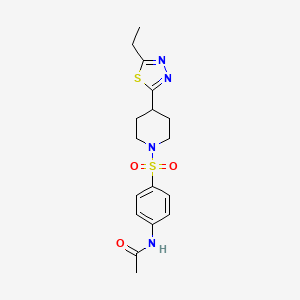 molecular formula C17H22N4O3S2 B2967791 N-(4-((4-(5-ethyl-1,3,4-thiadiazol-2-yl)piperidin-1-yl)sulfonyl)phenyl)acetamide CAS No. 1105246-05-6