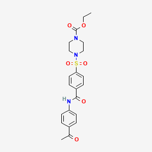 molecular formula C22H25N3O6S B2967798 ethyl 4-{4-[(4-acetylphenyl)carbamoyl]benzenesulfonyl}piperazine-1-carboxylate CAS No. 399001-23-1