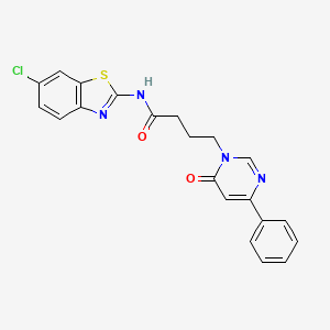 molecular formula C21H17ClN4O2S B2967839 N-(6-chlorobenzo[d]thiazol-2-yl)-4-(6-oxo-4-phenylpyrimidin-1(6H)-yl)butanamide CAS No. 1226439-94-6