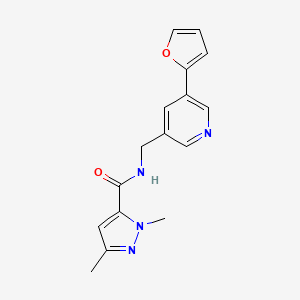 molecular formula C16H16N4O2 B2967852 N-{[5-(furan-2-yl)pyridin-3-yl]methyl}-1,3-dimethyl-1H-pyrazole-5-carboxamide CAS No. 2310205-57-1