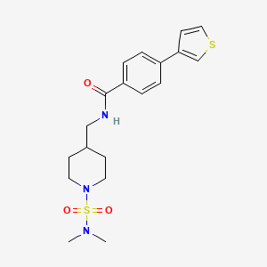 molecular formula C19H25N3O3S2 B2967857 N-{[1-(dimethylsulfamoyl)piperidin-4-yl]methyl}-4-(thiophen-3-yl)benzamide CAS No. 2034608-51-8