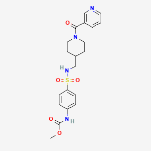 molecular formula C20H24N4O5S B2967860 methyl (4-(N-((1-nicotinoylpiperidin-4-yl)methyl)sulfamoyl)phenyl)carbamate CAS No. 1797309-37-5