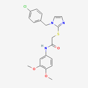 B2967874 2-[1-[(4-chlorophenyl)methyl]imidazol-2-yl]sulfanyl-N-(3,4-dimethoxyphenyl)acetamide CAS No. 893378-32-0