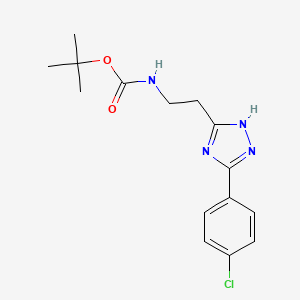 molecular formula C15H19ClN4O2 B2967887 tert-butyl N-{2-[5-(4-chlorophenyl)-4H-1,2,4-triazol-3-yl]ethyl}carbamate CAS No. 1803604-42-3