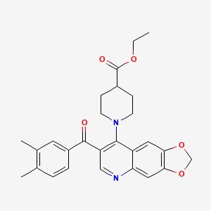 Ethyl 1-(7-(3,4-dimethylbenzoyl)-[1,3]dioxolo[4,5-g]quinolin-8-yl)piperidine-4-carboxylate