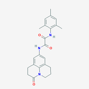 molecular formula C23H25N3O3 B2967944 N1-mesityl-N2-(3-oxo-1,2,3,5,6,7-hexahydropyrido[3,2,1-ij]quinolin-9-yl)oxalamide CAS No. 898438-46-5