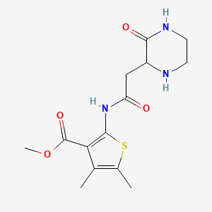 molecular formula C14H19N3O4S B2967949 Methyl 4,5-dimethyl-2-[[2-(3-oxopiperazin-2-yl)acetyl]amino]thiophene-3-carboxylate CAS No. 1008989-91-0