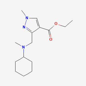 molecular formula C15H25N3O2 B2967968 ethyl 3-{[cyclohexyl(methyl)amino]methyl}-1-methyl-1H-pyrazole-4-carboxylate CAS No. 1975118-82-1
