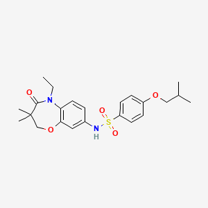 molecular formula C23H30N2O5S B2968008 N-(5-ethyl-3,3-dimethyl-4-oxo-2,3,4,5-tetrahydrobenzo[b][1,4]oxazepin-8-yl)-4-isobutoxybenzenesulfonamide CAS No. 922098-11-1