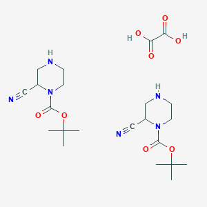 molecular formula C12H19N3O6 B2968010 Tert-butyl 2-cyanopiperazine-1-carboxylate hemioxalate CAS No. 1523617-98-2